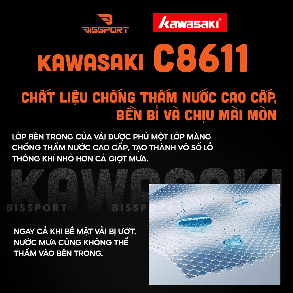 Túi Cầu Lông Kawasaki C8611 Chính Hãng - Tím Đen - Túi 2 Ngăn - Vải Chống Thấm Nước - Khóa Kéo Siêu Bền - Tiện Lợi